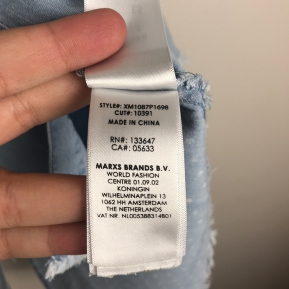 Liverpool Jeans Split Back Sleeveless Top Chambray Polka Dot Frayed Size Small - Picture 2 of 8